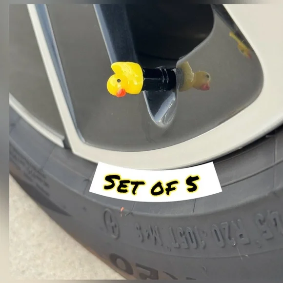 Duck Valve Stem Caps for Car, Bicycle, Motorcycle | Duck Tire Caps Set of 5 - Picture 1 of 8